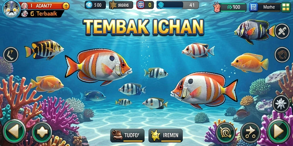 Tampilan dari gameplay seru Tembak Ikan di ADAM77.