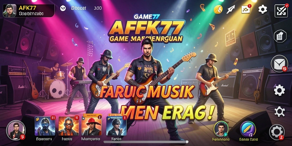 Gameplay AFK77 yang interaktif dengan berbagai lagu.
