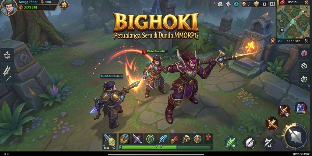 Screenshot utama BIGHOKI menampilkan aksi menarik dalam pertarungan MMORPG.