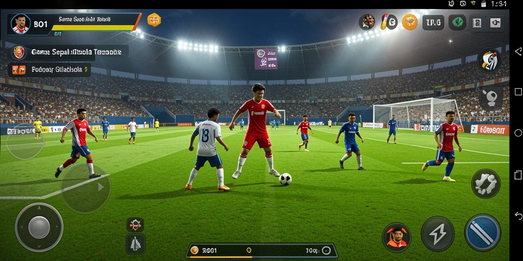 Tampilan seru dari gameplay sepak bola BOS01 yang mendebarkan.