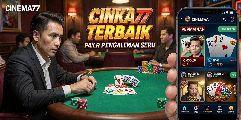 Screenshot utama CINEMA77 yang menampilkan pengalaman bermain Poker yang mendebarkan.