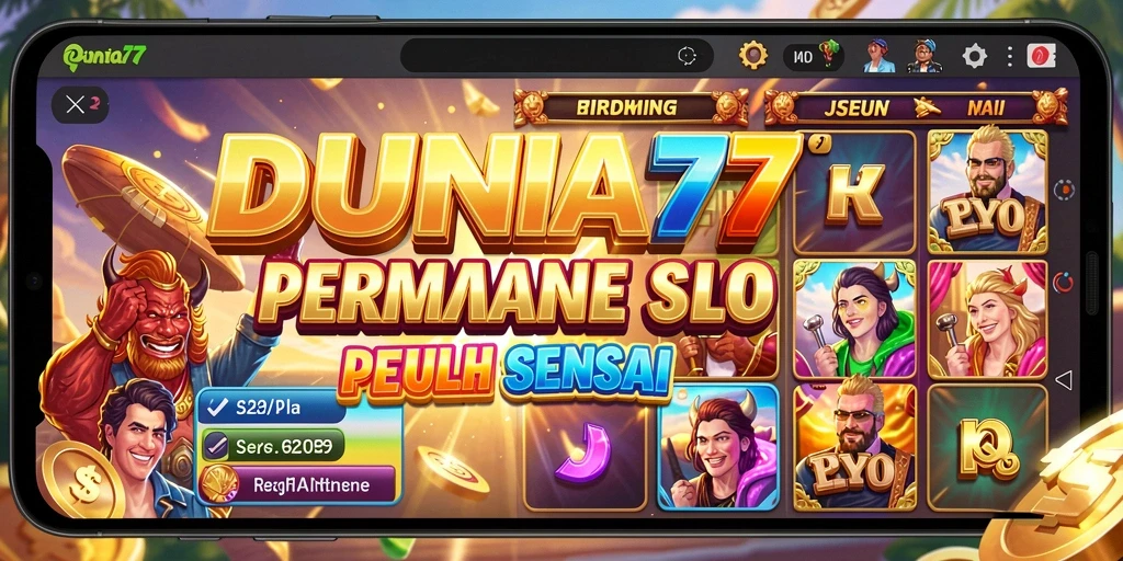 Tampilan gameplay menakjubkan DUNIA77 dengan tema Slot yang beragam.