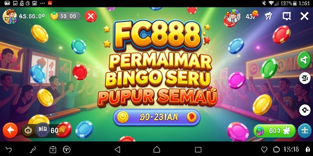 Tampilan gameplay FC888 yang menarik dan penuh warna dalam permainan Bingo.