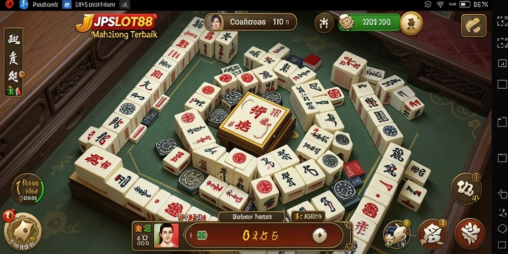 Tampilan gameplay Mahjong dalam JPSLOT88 dengan grafis menawan.