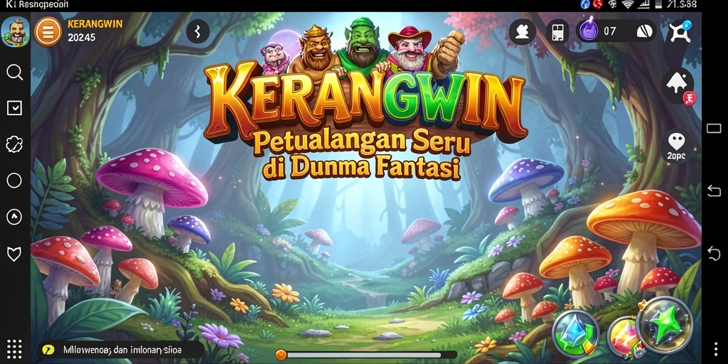 Tangkapan layar KERANGWIN menampilkan aksi petualangan seru di alam fantasi.