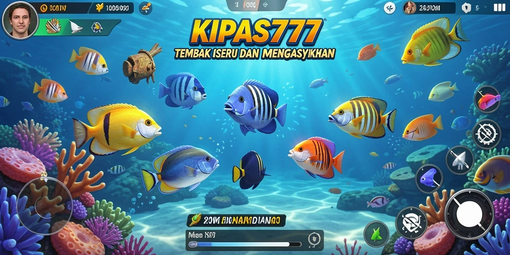 Tampilan gameplay KIPAS777 dengan aksi menembak ikan yang seru.