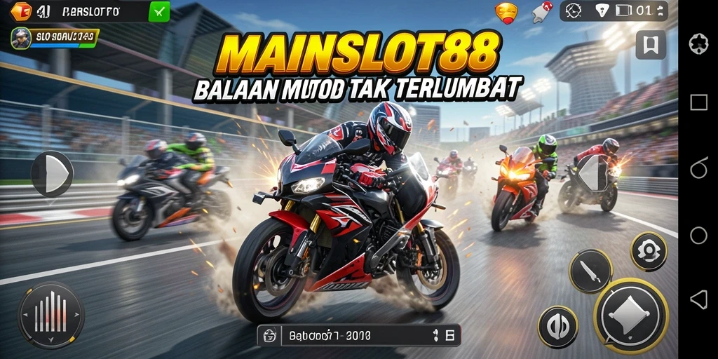 Tampilan gameplay mendebarkan dari balapan motor di MAINSLOT88.