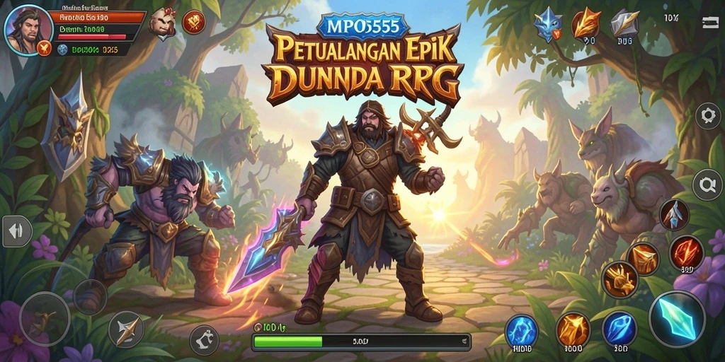 Tangkapan layar menunjukkan pertempuran seru dalam game MPO555 RPG.