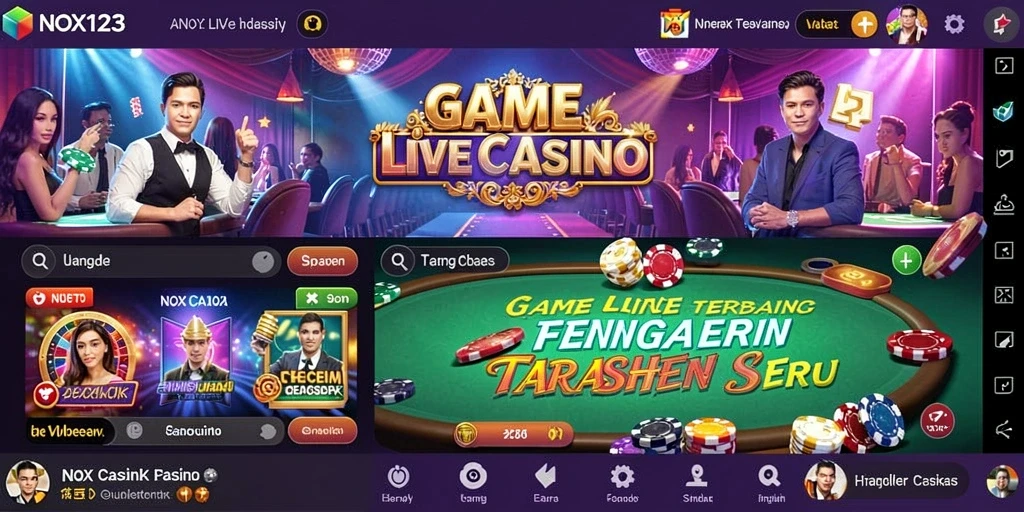 Screenshot gameplay Live Casino di NOX123 dengan dealer profesional.