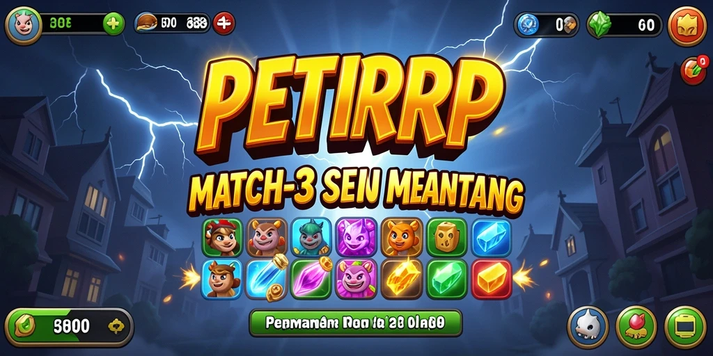 Tangkapan layar gameplay <strong>PETIRRP</strong> yang menunjukkan aksi mencocokkan permata.