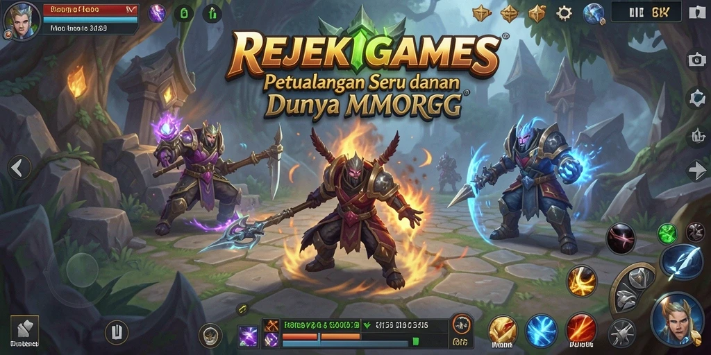 Gameplay seru di dunia fantasi REJEKIGAMES yang memukau.