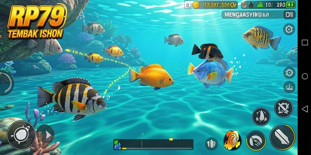 Tangkapan layar gameplay RP79 yang menunjukkan keseruan Tembak Ikan.