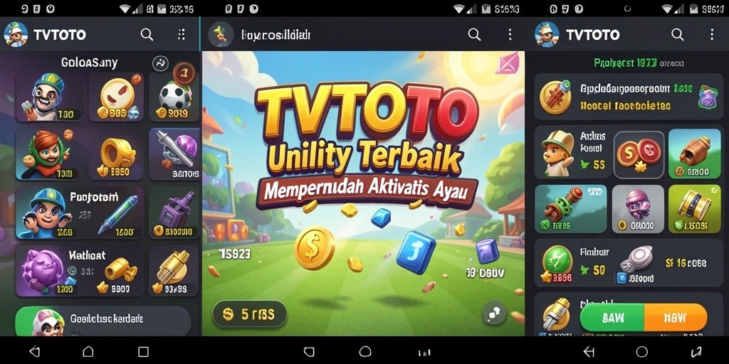 Tampilan utama TVTOTO dengan fitur canggih untuk aktivitas sehari-hari.
